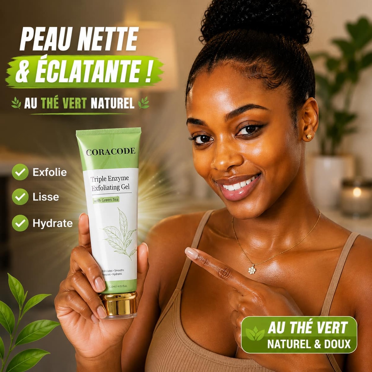 Gel peeling aux trois enzymes de thé vert