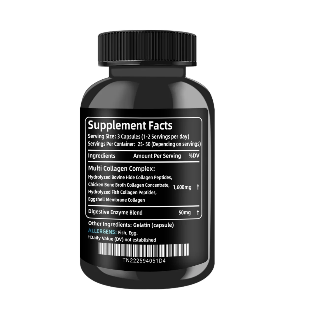 Multi-collagène Vital Vitamins pour femmes et hommes | Types I, II, III, V et X - sans OGM - 150 capsules - kaynoo.sn