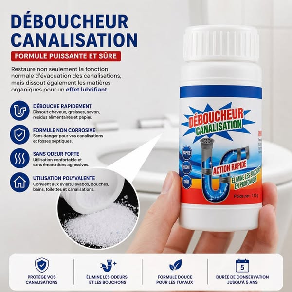 🎁 Pack de 3 boîtes : Deboucheur de canalisation puissant , rapide et facile à utiliser