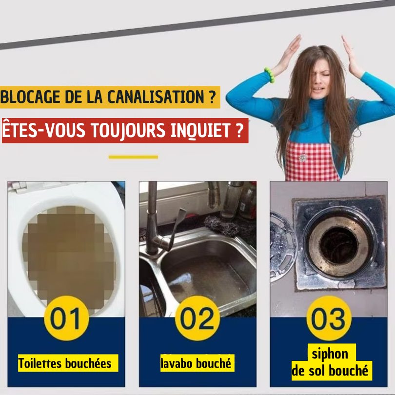 🎁 Pack de 3 boîtes : Deboucheur de canalisation puissant , rapide et facile à utiliser